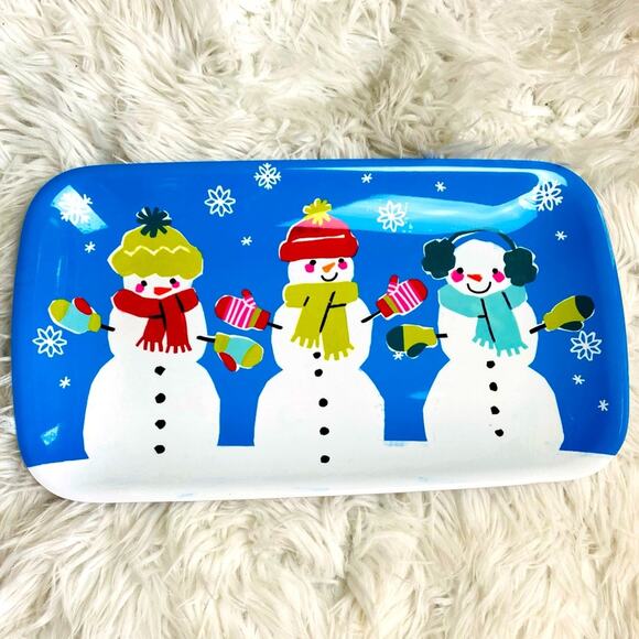 St. Nicholas Square Holiday Cheer Snowman Serving Tray New - Picture 1 of 5